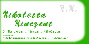 nikoletta minczent business card